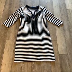 J. McLaughlin Navy and White Striped Dress, Size Medium